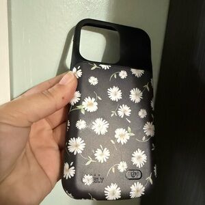 Black Floral Casely charging case iPhone 13pro